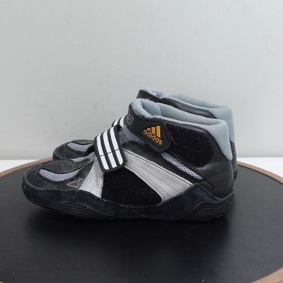 Adidas Wrestling‎ Shoes Kids US 2 Gray Black White Gold High Top Hook and Loop - Picture 5 of 11